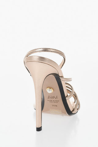 Lamé Leather Sandals BENNY with Transparent Detail 12cm Heel