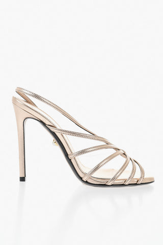 Lamé Leather Sandals BENNY with Transparent Detail 12cm Heel