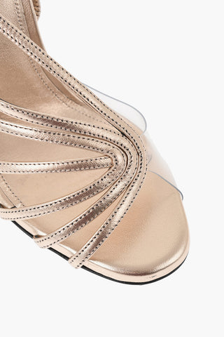 Lamé Leather Sandals BENNY with Transparent Detail 12cm Heel