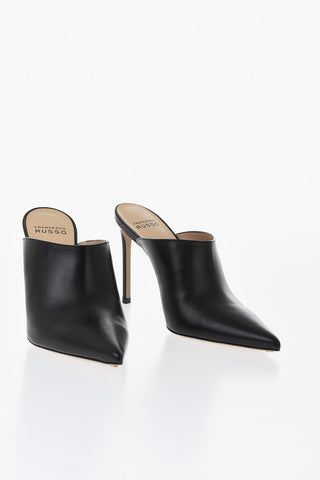 Leather Mules with Pointed Toe and 11 cm Stiletto Heel
