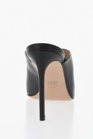 Leather Mules with Pointed Toe and 11 cm Stiletto Heel