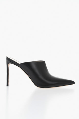 Leather Mules with Pointed Toe and 11 cm Stiletto Heel
