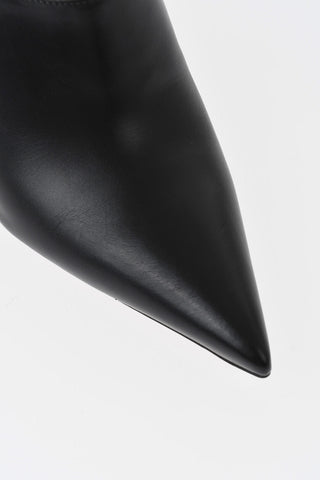 Leather Mules with Pointed Toe and 11 cm Stiletto Heel