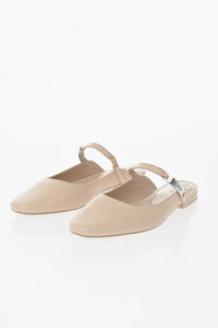 Hammered Leather Mules ETTA with Logo Plaque