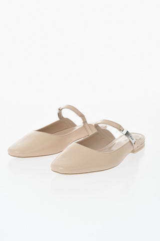 Hammered Leather Mules ETTA with Logo Plaque