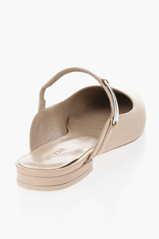 Hammered Leather Mules ETTA with Logo Plaque
