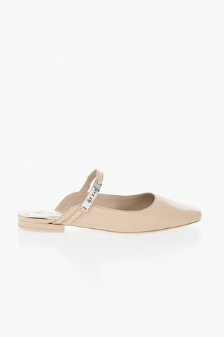 Hammered Leather Mules ETTA with Logo Plaque