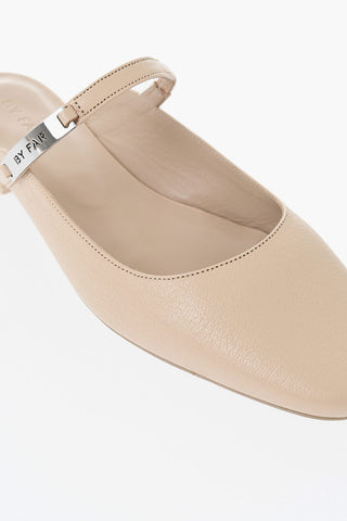 Hammered Leather Mules ETTA with Logo Plaque