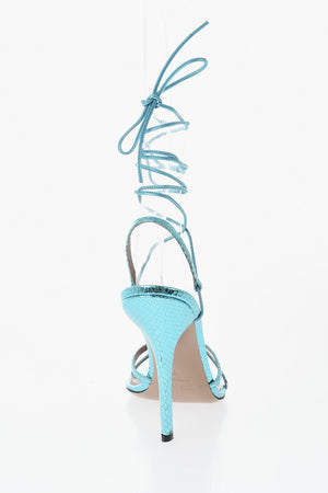 Sandali Lace-up LINDA in Pelle Metallizzata Effetto Pitone Tacco 12cm