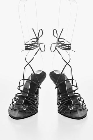 Lace-Up Thong Sandals BROOKE Leather Heel 11.5 cm