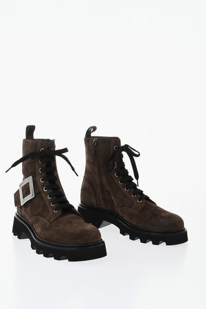 Anfibi in Suede con Zip Laterale