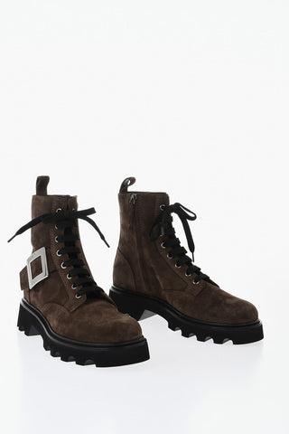 Anfibi in Suede con Zip Laterale