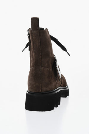 Anfibi in Suede con Zip Laterale