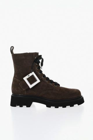 Anfibi in Suede con Zip Laterale