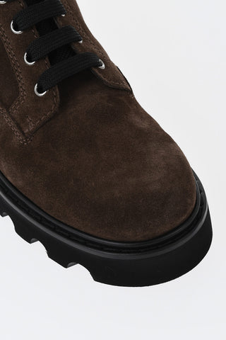 Suede Combat Boots With Side Zip