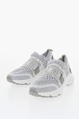 Technical Knit Slip-On Sneakers with Leather Detail