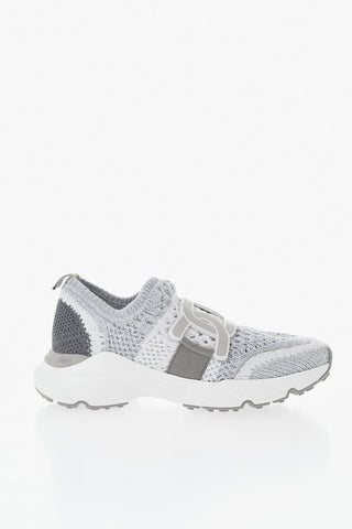 Technical Knit Slip-On Sneakers with Leather Detail