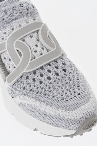 Technical Knit Slip-On Sneakers with Leather Detail