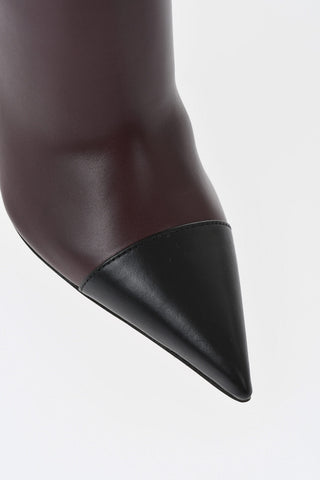가죽 앵클부츠, 배색 앞코, 굽 9cm