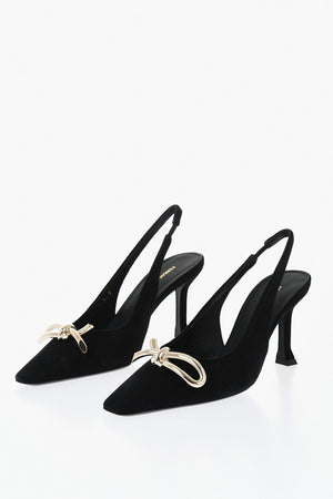 Slingback ARLENE in Suede con Dettaglio in Metallo Dorato Tacco 8.5cm