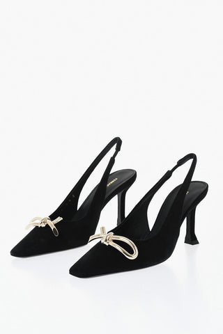 Wildleder-Slingbacks ARLENE Mit Goldenem Metalldetail Absatz 8.5cm