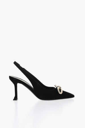 Slingback ARLENE in Suede con Dettaglio in Metallo Dorato Tacco 8.5cm