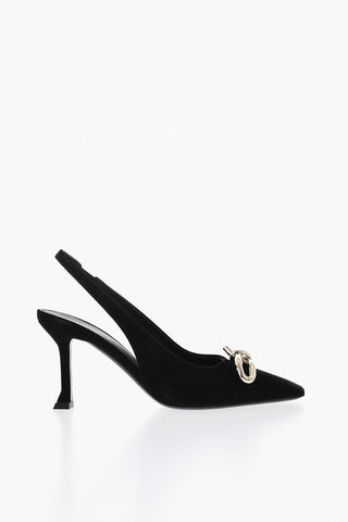 Wildleder-Slingbacks ARLENE Mit Goldenem Metalldetail Absatz 8.5cm