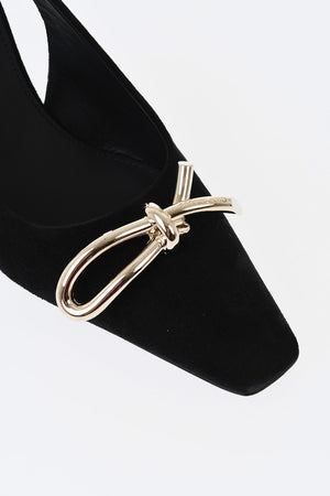 Wildleder-Slingbacks ARLENE Mit Goldenem Metalldetail Absatz 8.5cm
