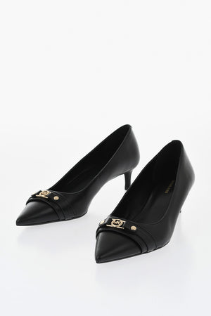 MICHAEL Leather Pumps MANDY with Gold-Effect Monogram