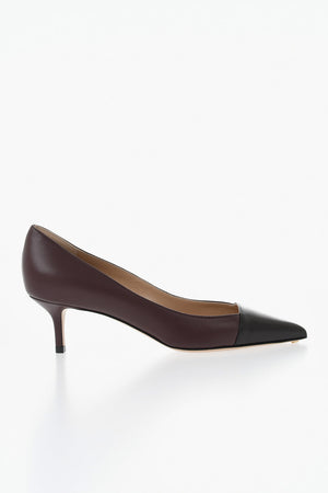 Two-Tone Leather Pumps with 5.5 cm Heel