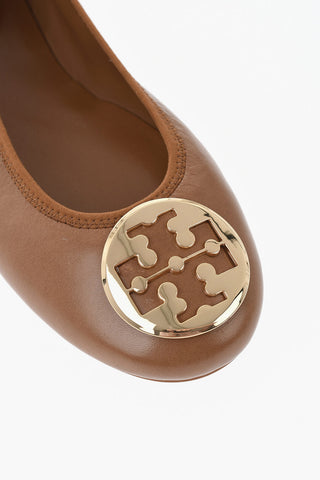 Leather Ballerinas with Gold Detail