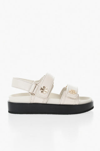 Leather Sandals KIRA with Velcro Closure and Logo Details