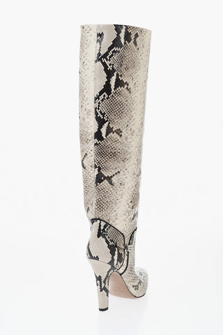 Stiefel Aus Leder Mit Python-Effekt ELSA Mit Silberner Schnalle Absatz 10cm