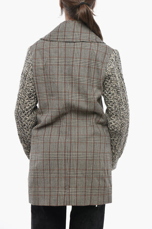 Blazer Doppiopetto BLAYNEY Motivo Plaid con Maniche in Maglia
