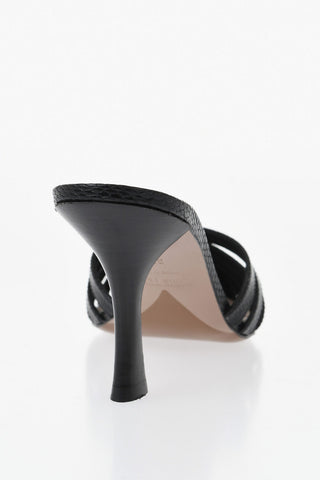 NADIA LEE COHEN Python-Effect Leather Mules NADIA 10 cm Heel