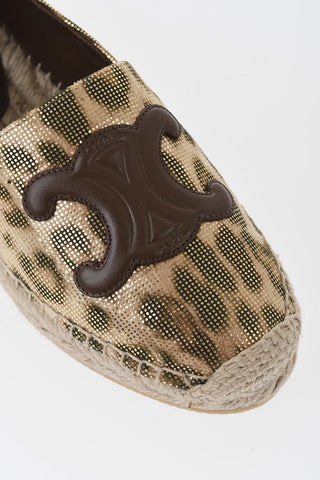 Laminated Leather Espadrilles with Animal-Print and Monogram