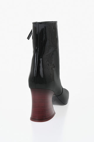 Lackleder-Stiefeletten JANIS mit eckiger Spitze und seitlichem Reißverschluss, Absatz 8cm