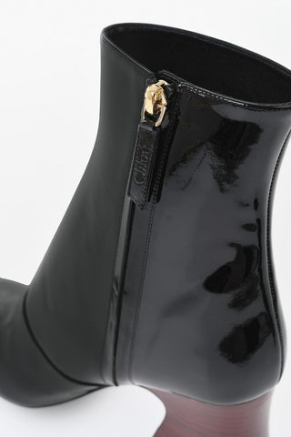 Lackleder-Stiefeletten JANIS mit eckiger Spitze und seitlichem Reißverschluss, Absatz 8cm