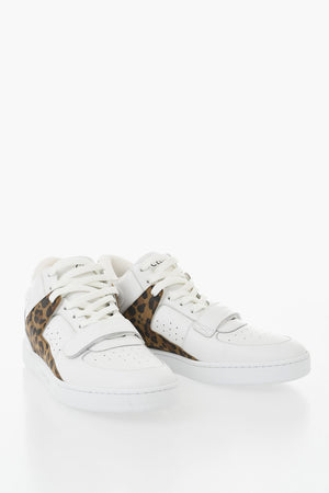 Hohe Sneaker aus Leder mit Animalier-Detail