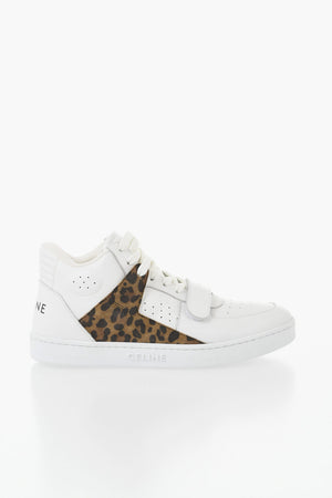 Hohe Sneaker aus Leder mit Animalier-Detail