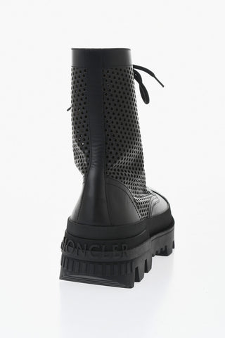 Lace-Up Leather Boots CARINNE With Laser-Cut Details And 5cm Heel