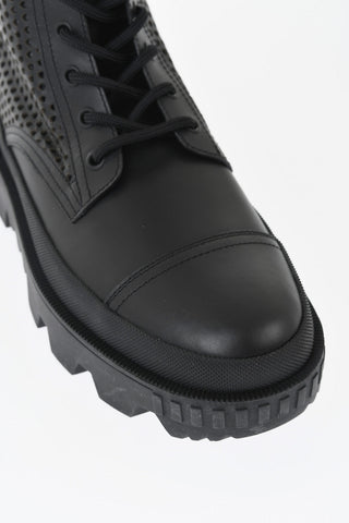 Lace-Up Leather Boots CARINNE With Laser-Cut Details And 5cm Heel