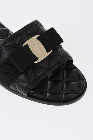 Quilted Leather Sandals LOVEC With Bow