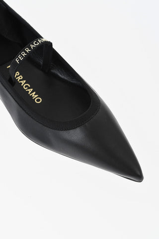 BALLERINA BY FERRAGAMO Ballerine Lace-up CARICE in Pelle con Punta Stretta e Cinturino Logato