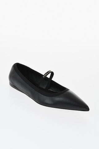 BALLERINA BY FERRAGAMO Ballerine Lace-up CARICE in Pelle con Punta Stretta e Cinturino Logato