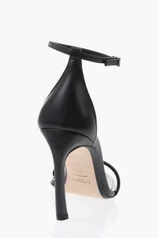 Ankle-Strap Leather Sandals With Square Toe And 9.5cm Heel