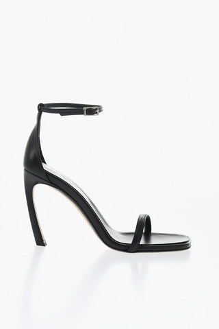 Ankle-Strap Leather Sandals With Square Toe And 9.5cm Heel