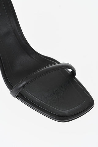 Ankle-Strap Leather Sandals With Square Toe And 9.5cm Heel