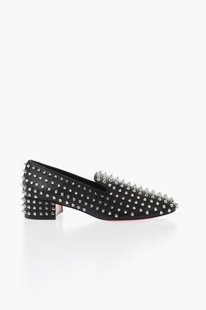 Leather Moccasins SPIKEASY with All-Over Studs, 3.5cm Heel