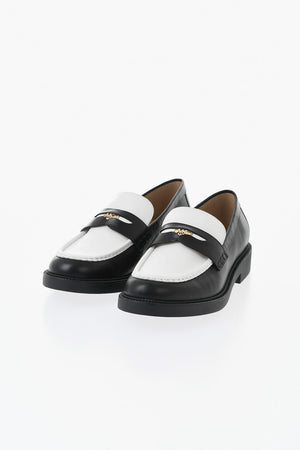 MICHAEL Leather Loafers EDEN Two-Tone With Gold Detail